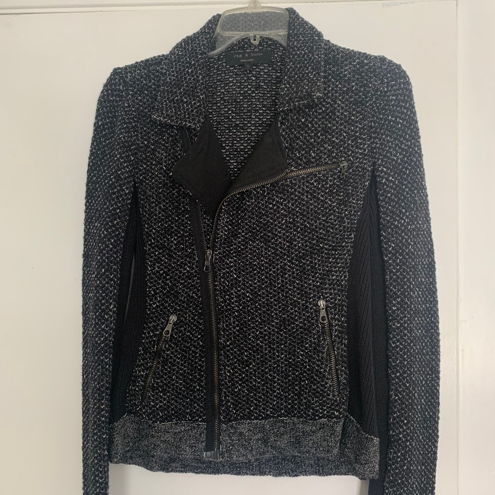 Rag & bone moto sweater jacket, small